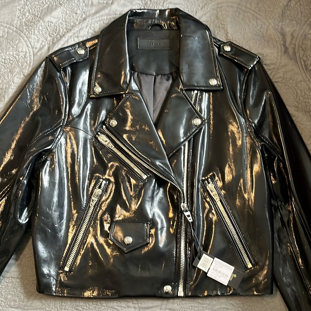 NWT Blank NYC Fo-Patent Leather Motorcycle Jacket